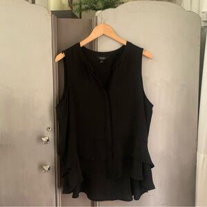 Simply Vera Vera Wang Black Asymmetrical Ruffled Blouse